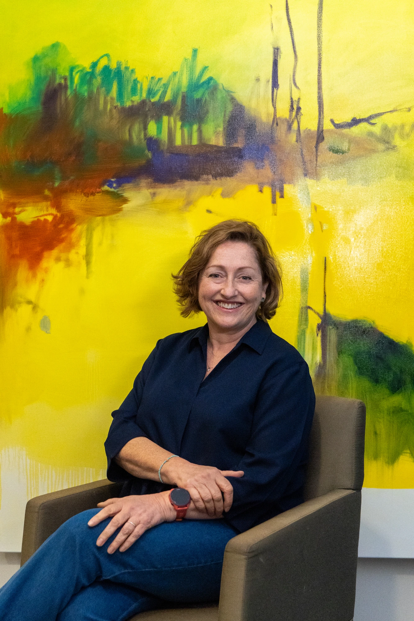 Jane Haycock seated in her studio
